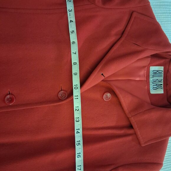 Bill Blass Classic Red Cashmere Single Breasted Winter Coat with 2 side pockets - Picture 6 of 7